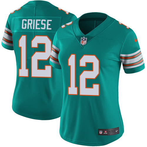 Nike Miami Dolphins 12 Bob Griese Aqua Green Alternate Women Stitched NFL Vapor Untouchable Limited Jersey